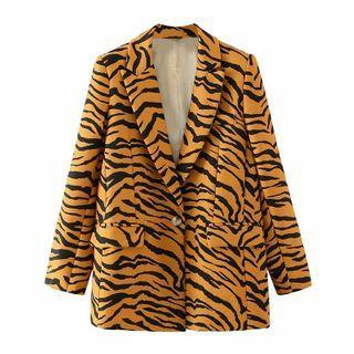 Tiger Print Single-button Blazer