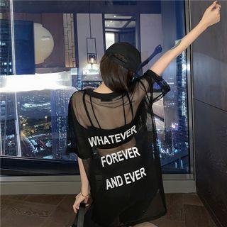 Short-sleeve Sheer Lettering T-shirt