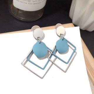Alloy Square Dangle Earring 1 Pair - Blue Earring - One Size