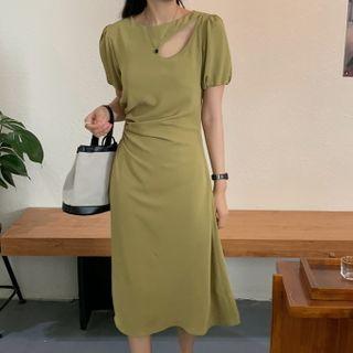 Short-sleeve Cut-out Midi Sheath Dress