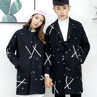 Printed Woolen Long Coat