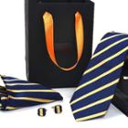 Set: Necktie + Cuff Links + Pocket Square + Tie Clip