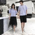 Couple Matching Short-sleeve T-shirt / Midi Mesh Skirt / Shorts