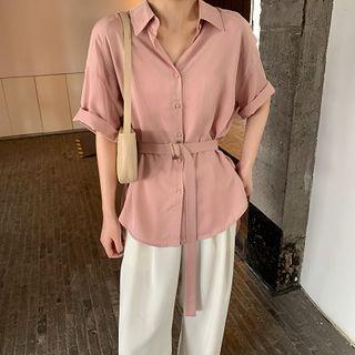 Elbow-sleeve Buckled Shirt