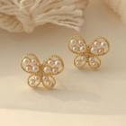925 Sterling Silver Butterfly Stud Earring 1 Pair - Gold - One Size