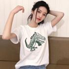 Dinosaur Embroidered Short-sleeve T-shirt