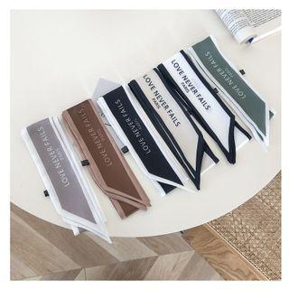 Lettering Satin Narrow Scarf