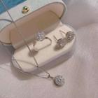 Set: Rotatable Rhinestone Pendant Necklace + Earring + Open Ring