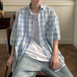 Short Sleeve Gingham Pocket Shirt