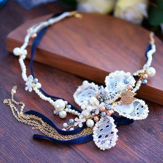 Wedding Bead Lace Flower Headpiece
