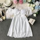 Off-shoulder Embroidered Padded Dress