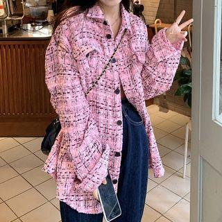 Plaid Shirt Jacket Pink - One Size