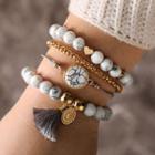 Set Of 4: Marble Bracelets Gold - One Size