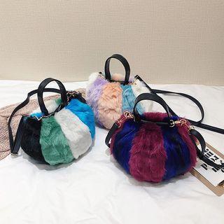 Color Block Furry Crossbody Bag