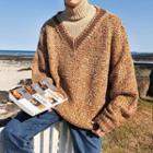 Mock Two-piece Turtleneck Melange Sweater