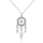 Feather Dream Catcher Pendant Necklace 1 Pc - Silver - One Size