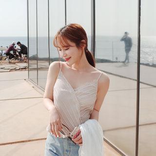 Lace-trim Pleated Camisole Top