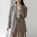Single-button Belted Loose-fit Jacket