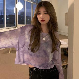 Tie Dye Long-sleeve Cropped T Shirt
