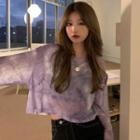 Tie Dye Long-sleeve Cropped T Shirt