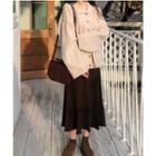 Cable-knit Cardigan/ Midi Knit Skirt