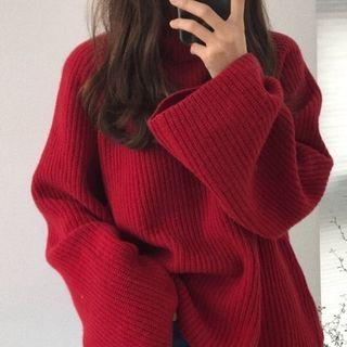 Wide-sleeve Turtleneck Sweater