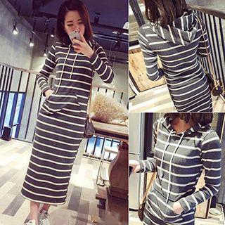 Stripe Long-sleeve Hoodie Dress
