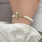 Faux Pearl Flower Bracelet White - One Size
