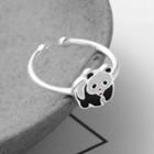 925 Sterling Silver Panda Accent Open Ring Silver - One Size