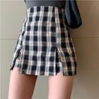 Plain Camisole Top / Plaid Mini Skirt