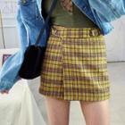 Plaid Mini Wrap A-line Skirt