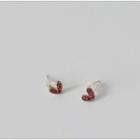 Silver Rhinestone Heart Earrings Red - One Size