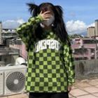 Lettering Checkered Sweatshirt