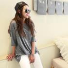 Scoop-neck Elbow-sleeve T-shirt