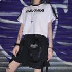Short-sleeve Lettering Crop T-shirt White - One Size