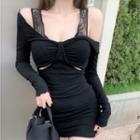 Cold-shoulder Lace Strap Sheath Dress