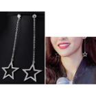 925 Sterling Silver Rhinestone Star Dangle Earring 1 Pair - 925 Silver Needle - Silver - One Size