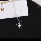 Rhinestone Ballet Dancer Pendant Necklace Silver - One Size