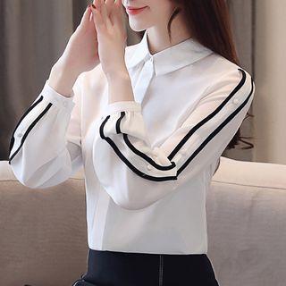 Stripe-side Chiffon Shirt