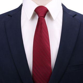 Plain Neck Tie 1 Pc - Plain Neck Tie - Dark Wine Red - One Size