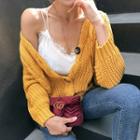 V-neck Thick Cable-knit Cardigan