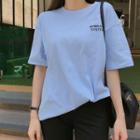 Loose-fit Letter Print T-shirt Sky Blue - One Size