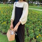 3/4-sleeve Top / Midi Overall Dress