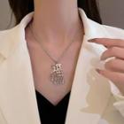 Chinese Characters Pendant Alloy Choker 1 Pc - Silver - One Size
