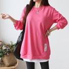 Vivid Tag-patched Longline Sweatshirt