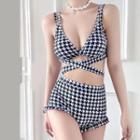 Set: Houndstooth Bikini Top + High Waist Bottom