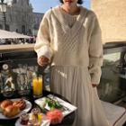 V-neck Sweater / Long-sleeve Maxi A-line Dress