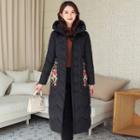 Traditional Chinese Embroidered Padded Hooded Long Coat