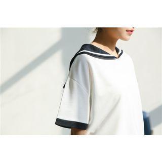 Sailor Collar Short Sleeve T-shirt