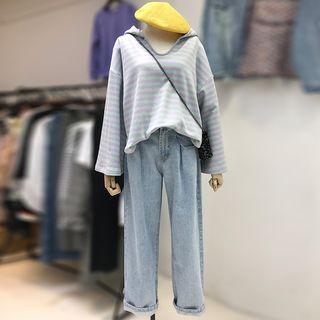 Set: Striped Hoodie + Wide Leg Jeans